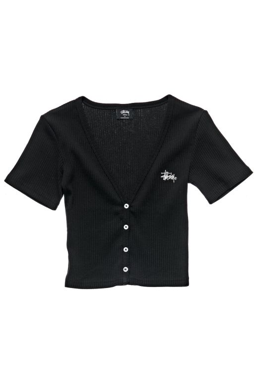 Stussy Womens Margot Button Up Long Sleeve T Shirt Black - BSOTM3621